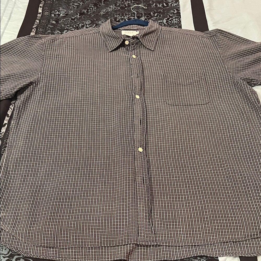 J. Crew Men's Black and White Checkered Button Down Shirt, short sleeve, sz XL - Picture 1 of 8